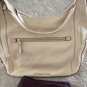 Etienne Aigner Cream Pebbled Leather Bag with Gold Hardware and Linen Lining